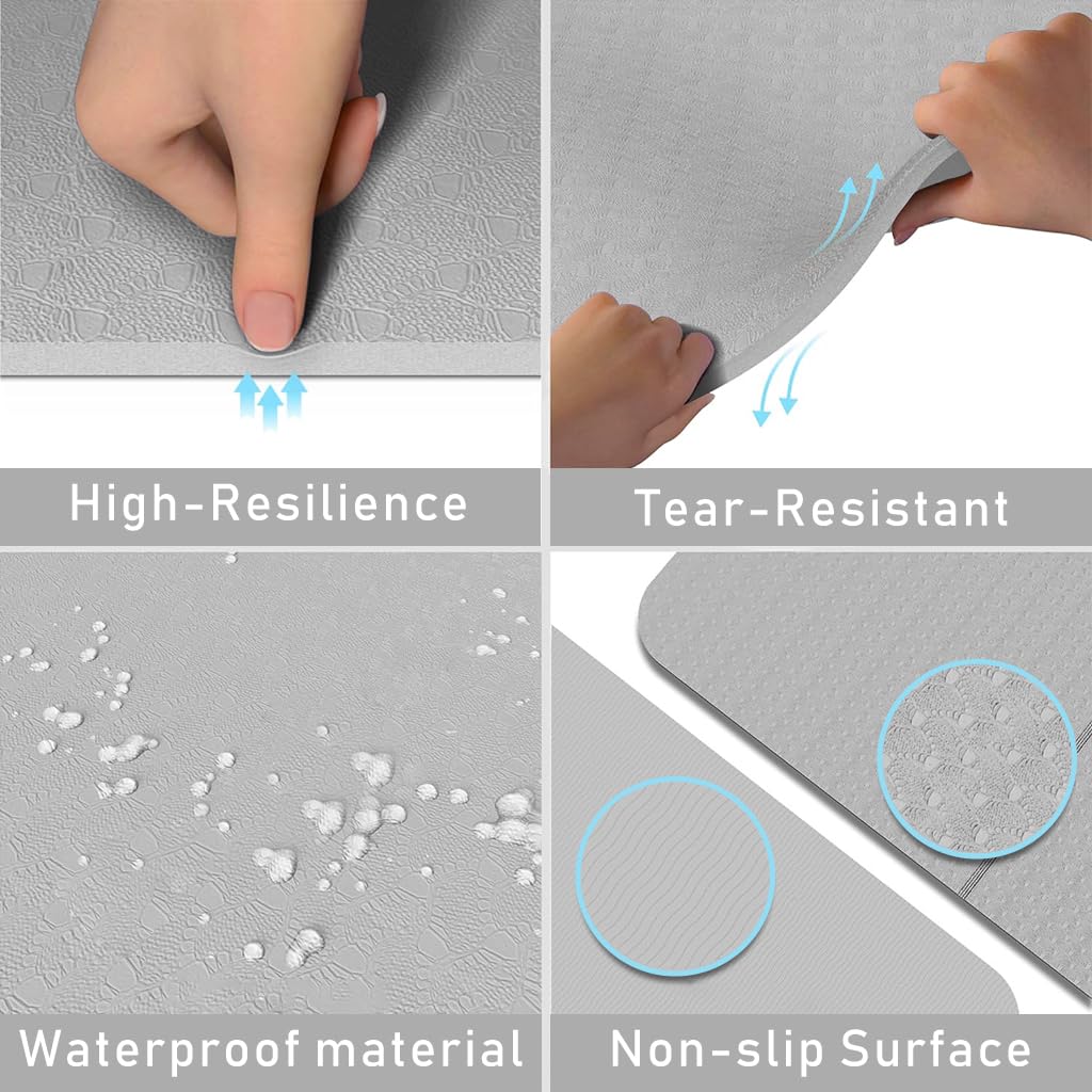 Proberos Yoga Mat for Home Workout and Travel with Anti-slip Folding Design 72x24 in Grey