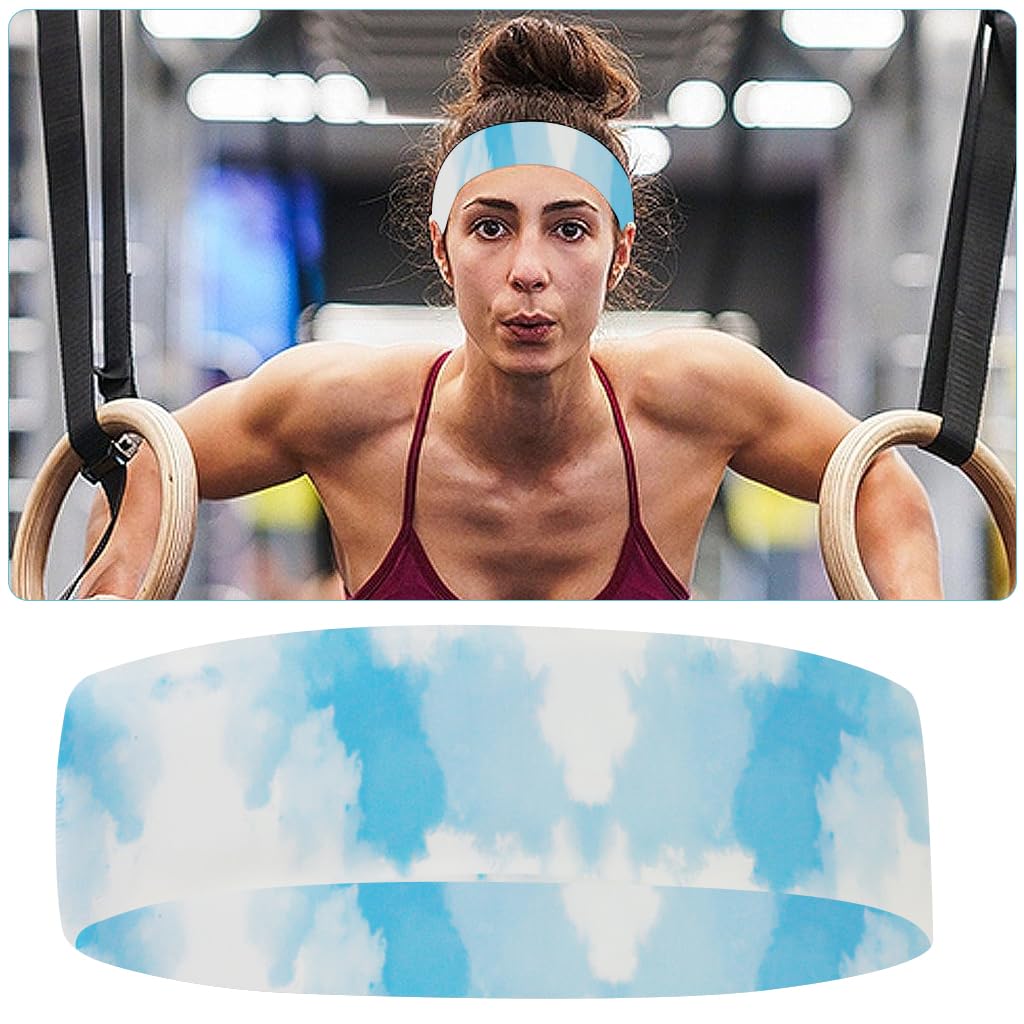 Proberos Headband for Yoga and Running with Quick-Dry Sweat-Wicking Fabric | Gradient Blue Style