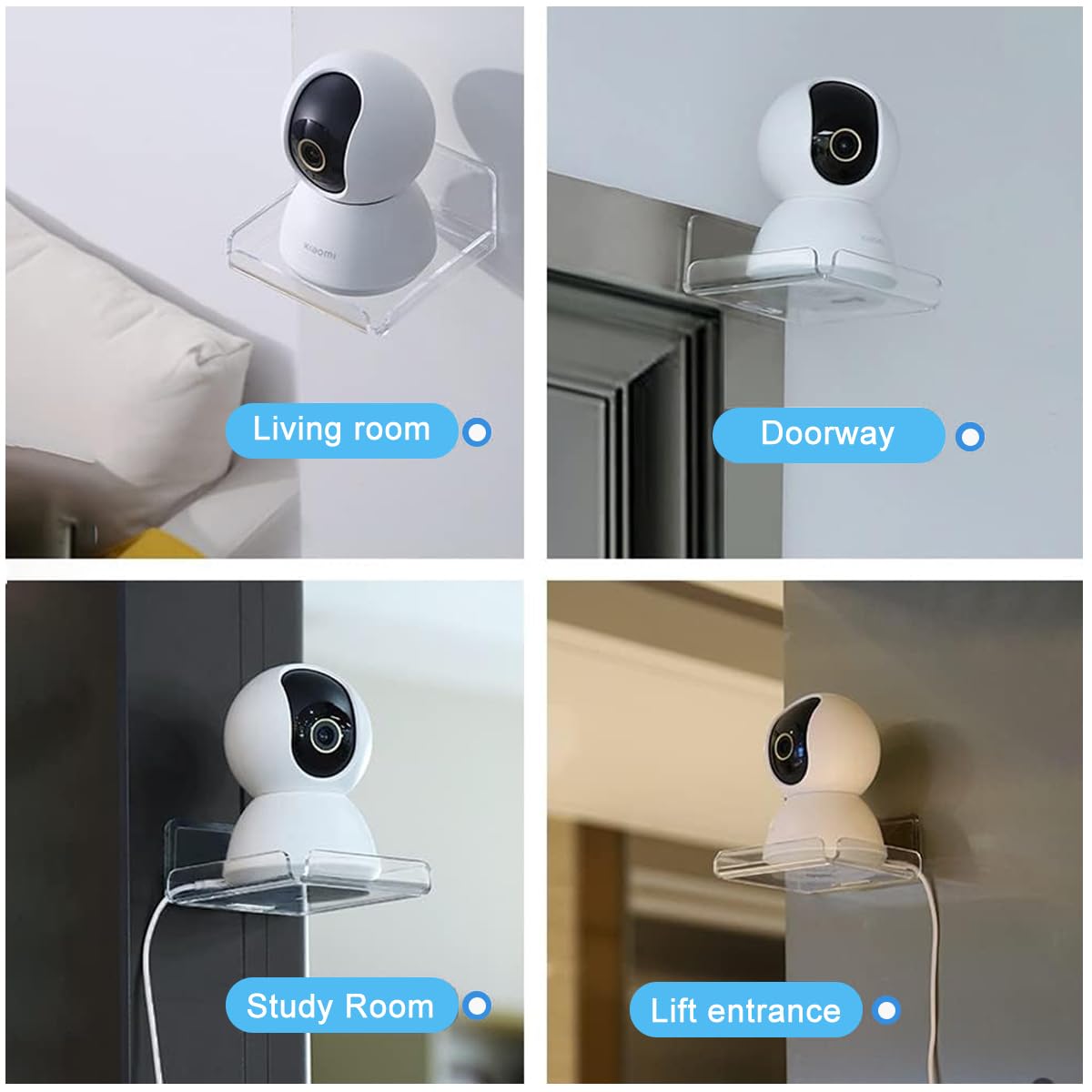 ZIBUYU Clear Acrylic Floating Shelves for Cameras and Baby Monitors | 2pcs Wall Mounted Storage