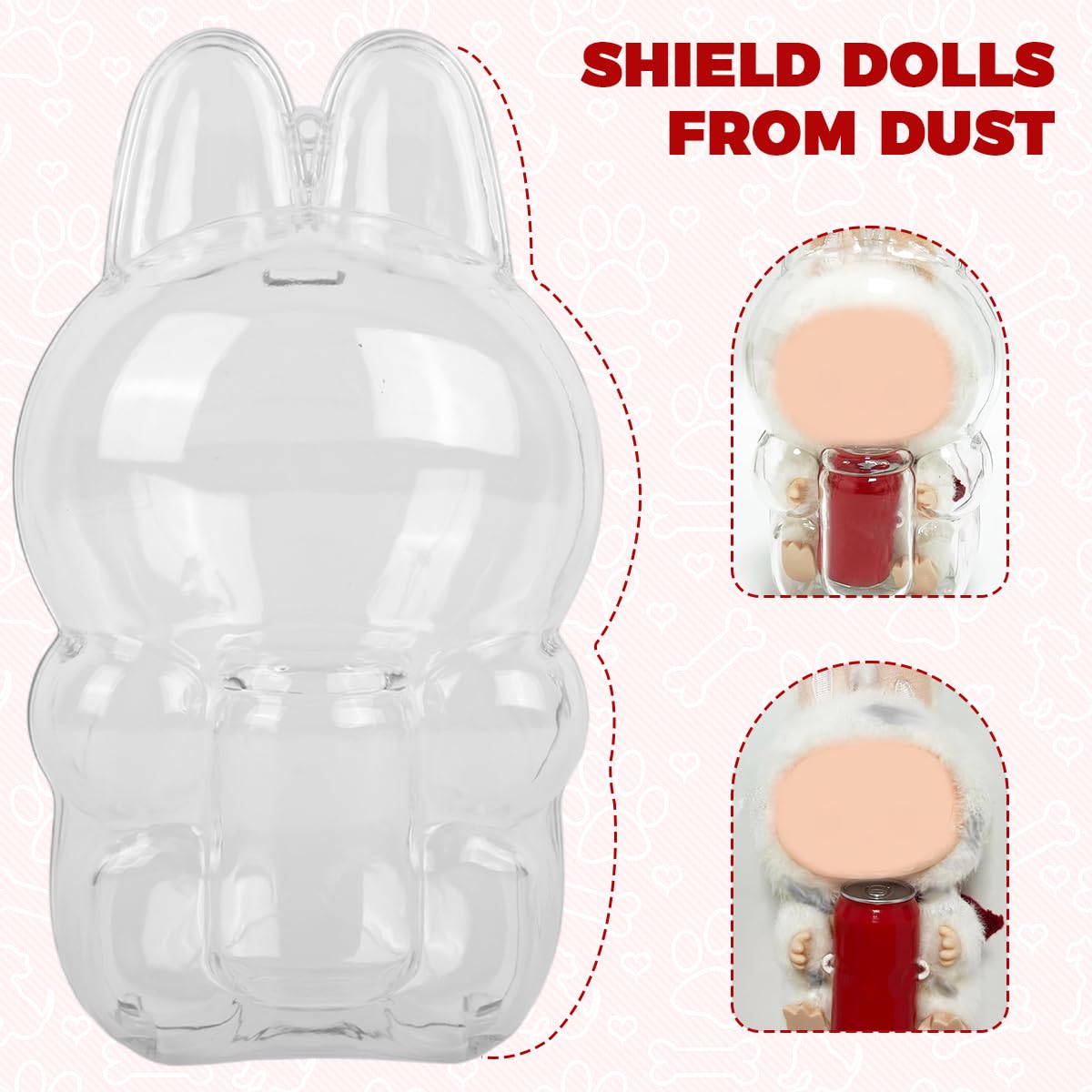 FANCYKU Protective Cover for 15cm Plush Figure Doll with Silicone Loop Strap | Transparent PC Dust-Proof Display Case