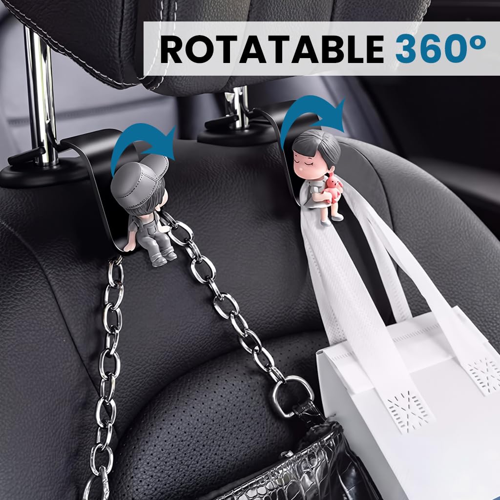 Zibuyu Car Seat Headrest Hook Hanger for Storage and Organization 2 Pcs 15x12x3cm | Universal Plastic Hooks for Most Cars and SUVs