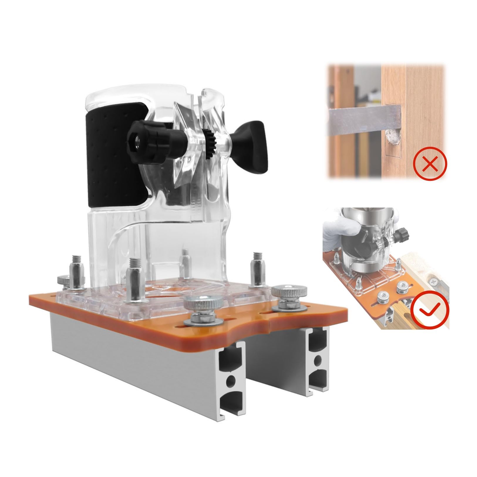 Serplex® Woodwork Router Base Tool, 2 in 1 Router Guide Attachment Router for Inside Diameter 65mm Base, Router Slotting Bracket Slotted Base and Fastening Bracket for Cabinet Closet Furniture