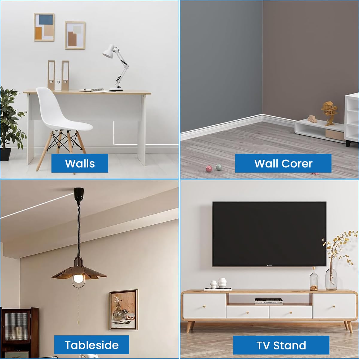 Serplex Floor Cable Hider for Home and Office with Bottom Opening Design 6.6ft 3PCS White