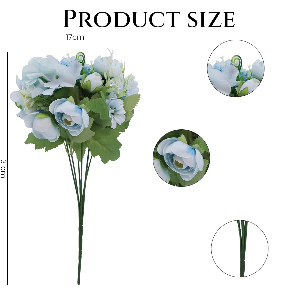 HASTHIP Artificial Hydrangea Flowers for Home and Wedding Decor with 6.29 in Blooms | Silk Bundles