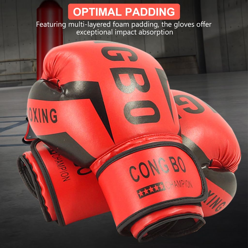 Proberos Kids Boxing Gloves for Training with 6 oz Padding and Ergonomic Fit | Red