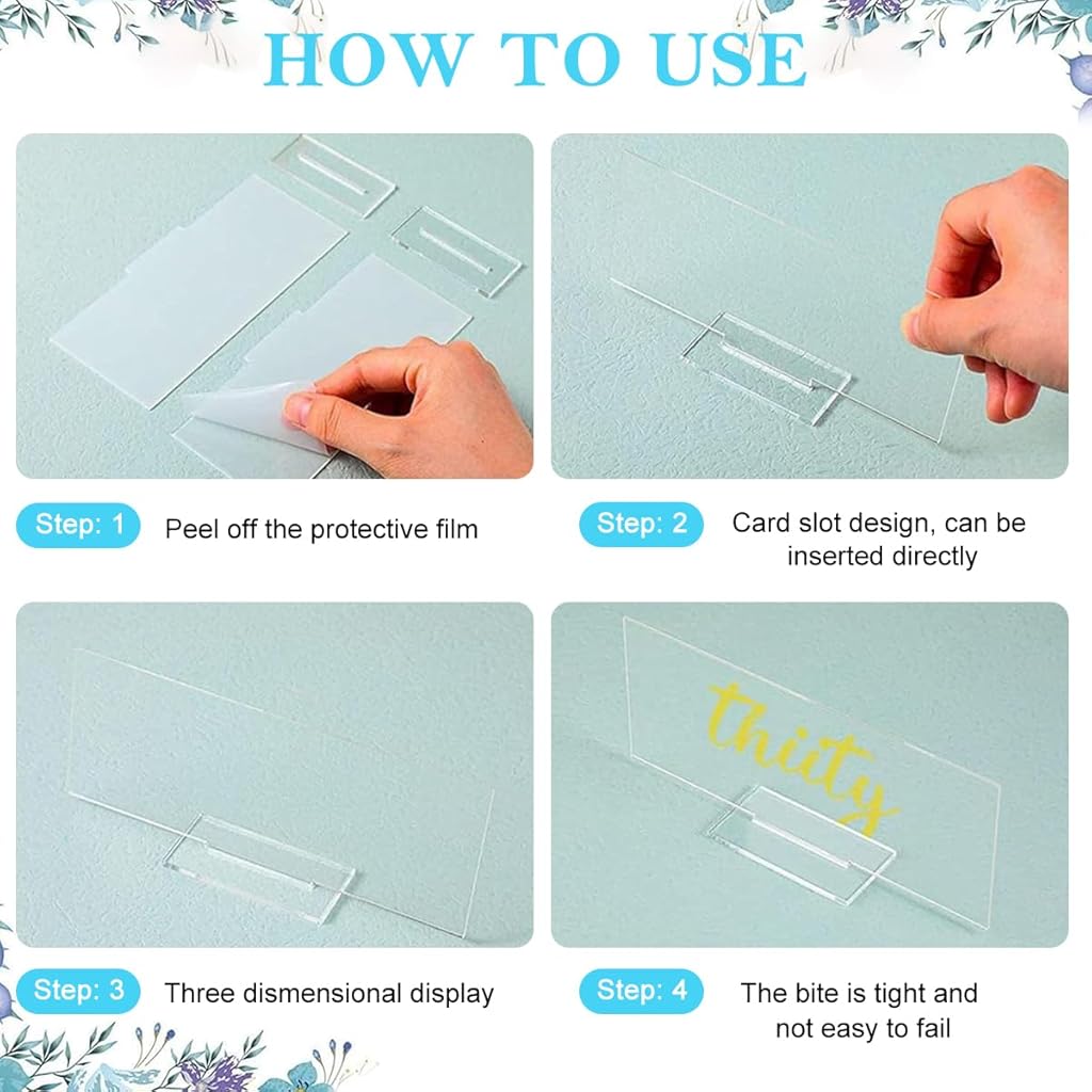 Climberty® 10Pcs Acrylic Table Sign Holders with Bases Tabletop Sign Holders Clear Sign Holders Party Event Wedding  Supplies Stores Price Tag Holders Table Number Holder, 5.9x2.36inches