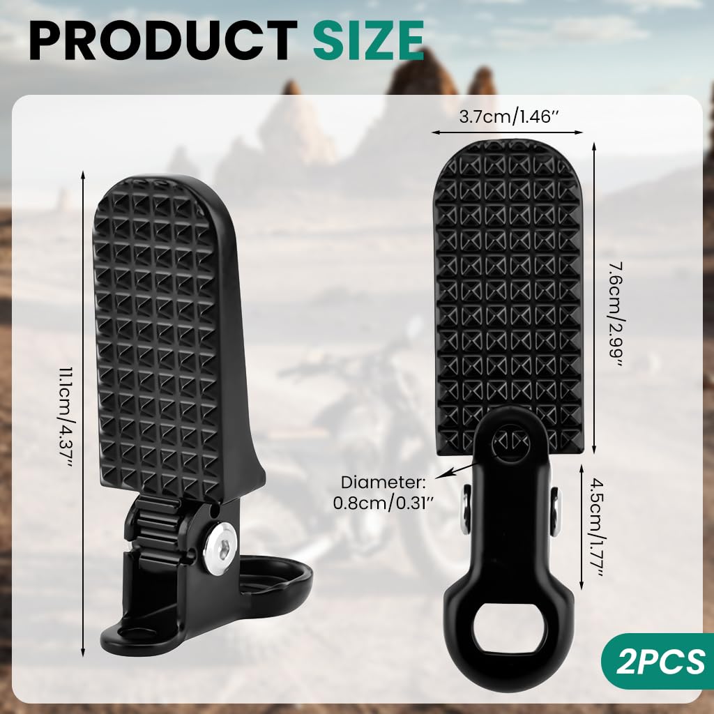 STHIRA Folding Rear Passenger Footrests for Scooter with Anti Slip Texture 76x37mm | Aluminum Alloy 2Pcs