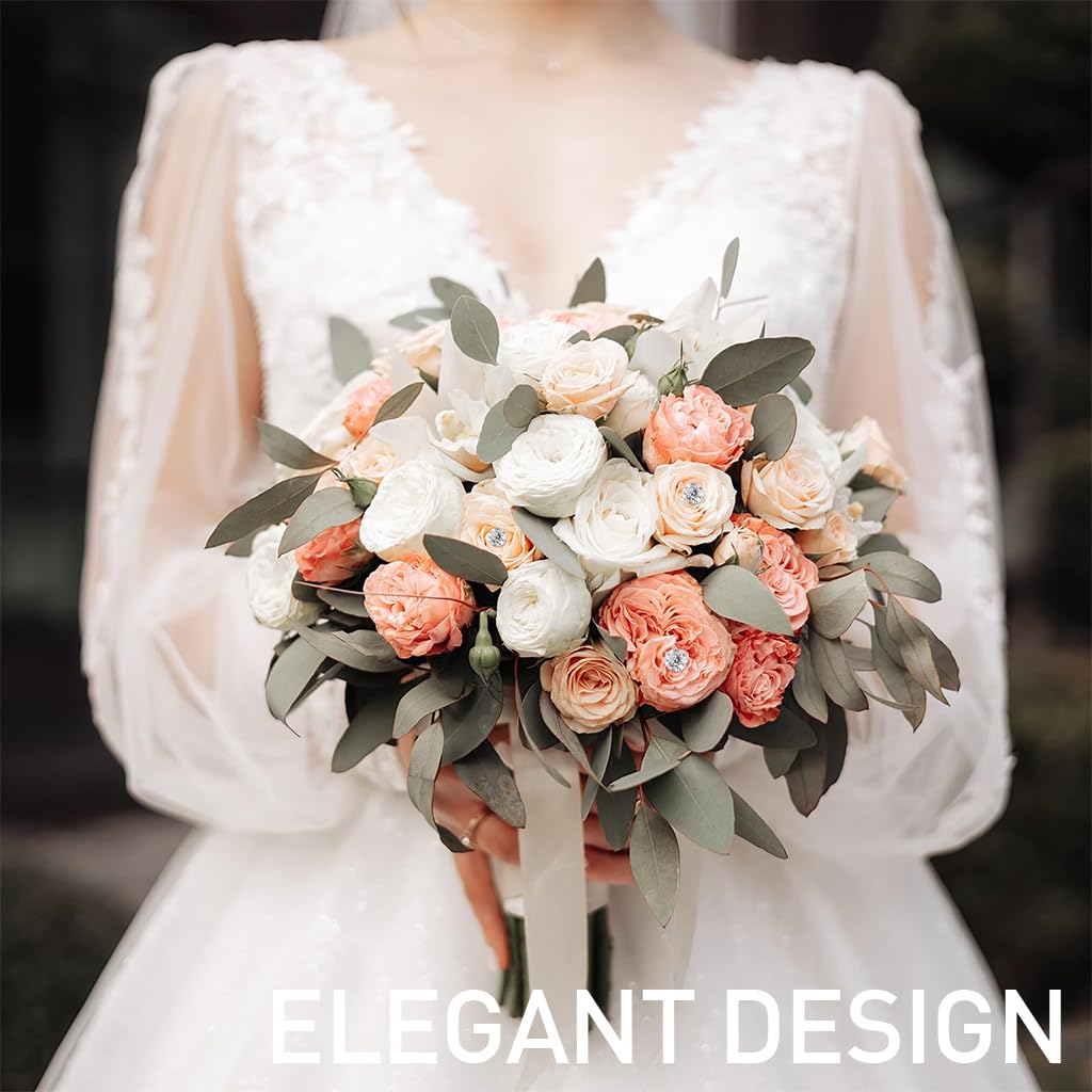 Venzina Bouquet Pins for Floral Arrangements with 100pcs 1.49 in Crystal Rhinestones | Ideal for Wedding Corsages and DIY Crafts