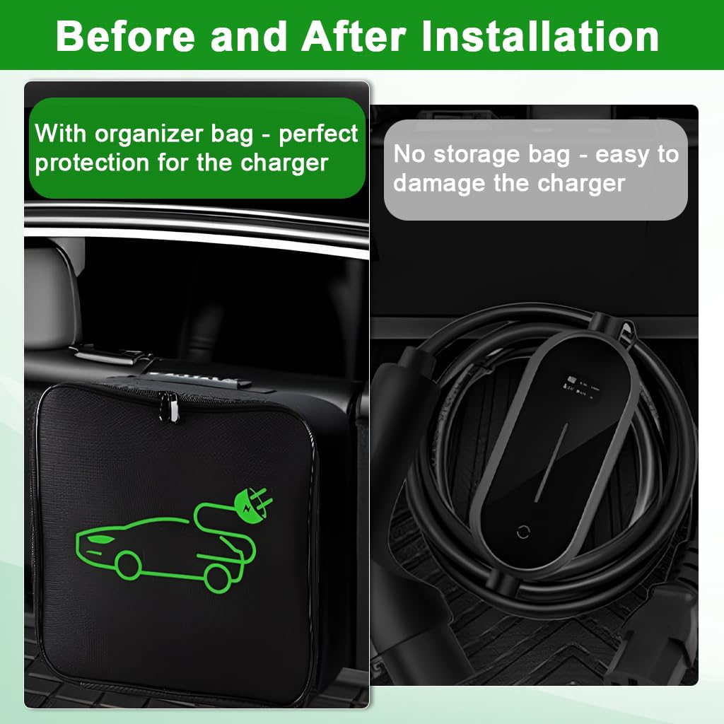STHIRA E Vehicle Charging Gun Storage Bag for Car with Protective Foam Insert 32x32x10cm | Waterproof Oxford Cloth Organizer