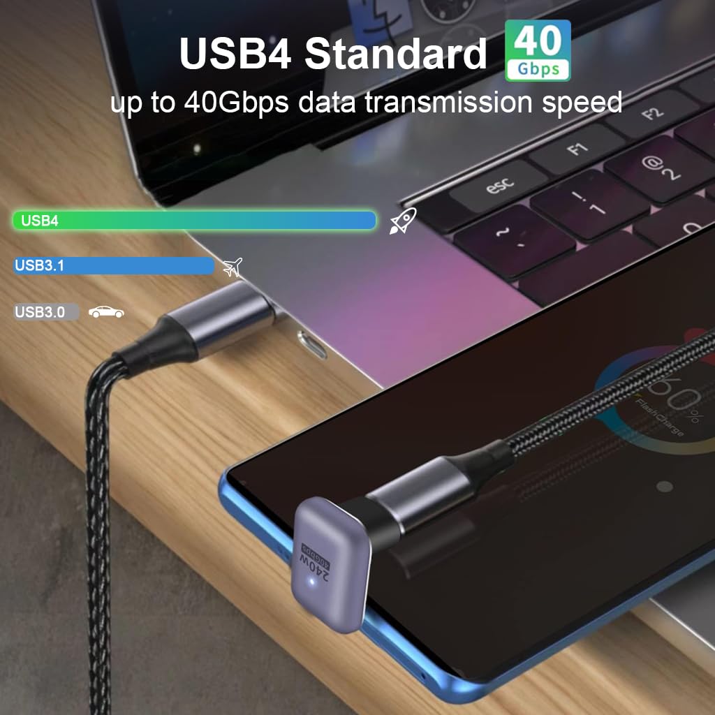 ZORBES USB C Adapter for Laptop and MacBook with 240W 40Gbps 8K Support | 180 Degree Aluminum Design