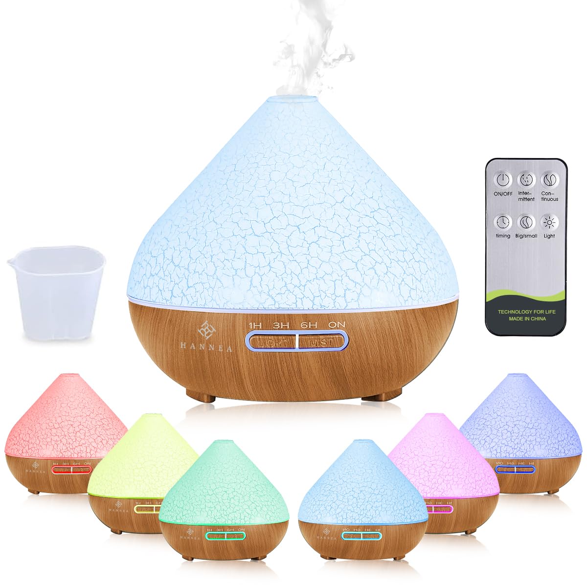 HANNEA® 500ml LED Humidifier Aroma Diffuser for Home 2 in 1 Electric Aroma Diffuser Oil Diffuser with Timer & Remote Control Diffuser Desk Essential Oil Diffuser for Home, Yoga, Bedroom, Office