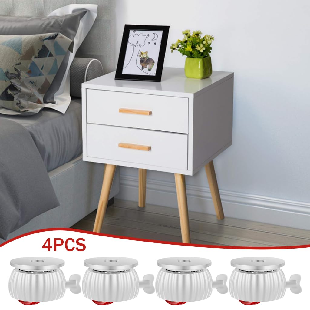 HASTHIP Caster Wheels for Furniture and Small Appliances with 360° Swivel Brakes | 4pcs 1.5in ABS Self Adhesive Design