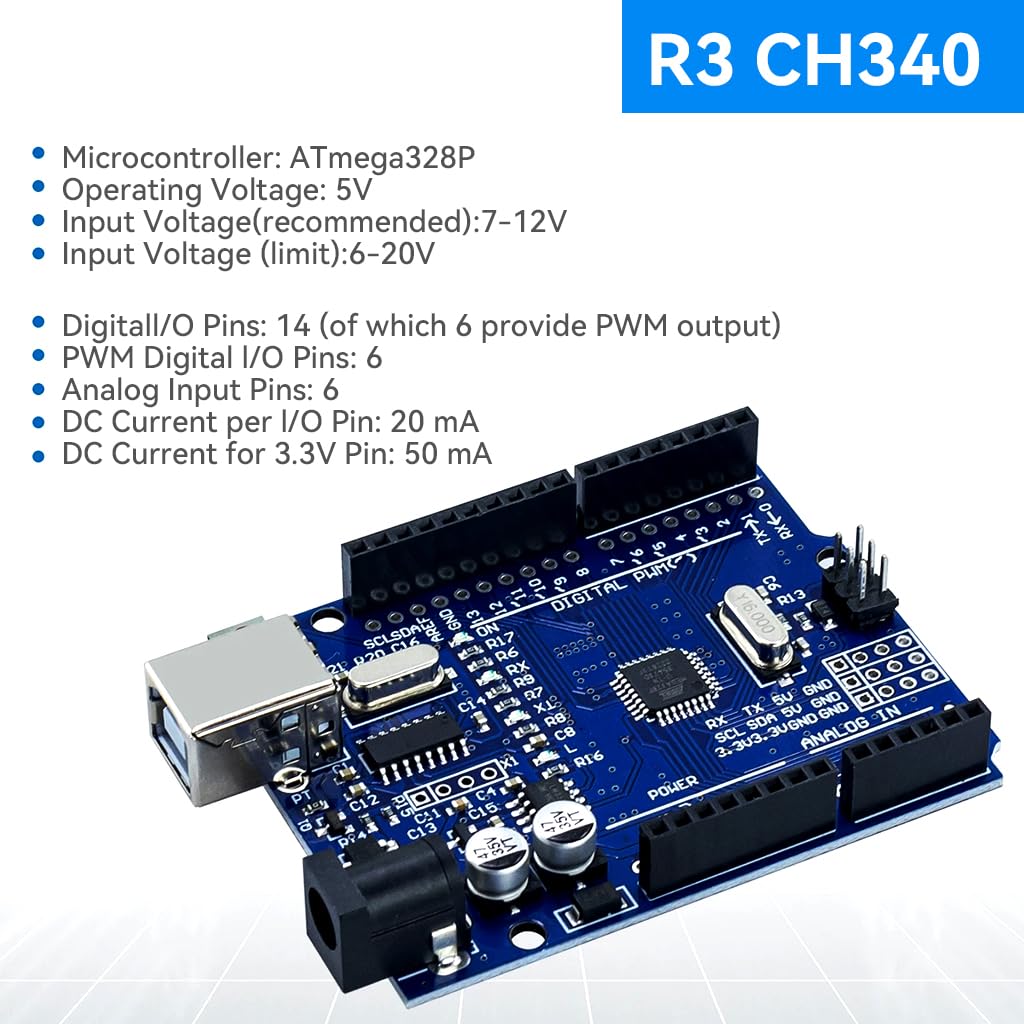 Serplex UNO Starter Kit for Learning and Prototyping with 400 Hole Breadboard & Sensors