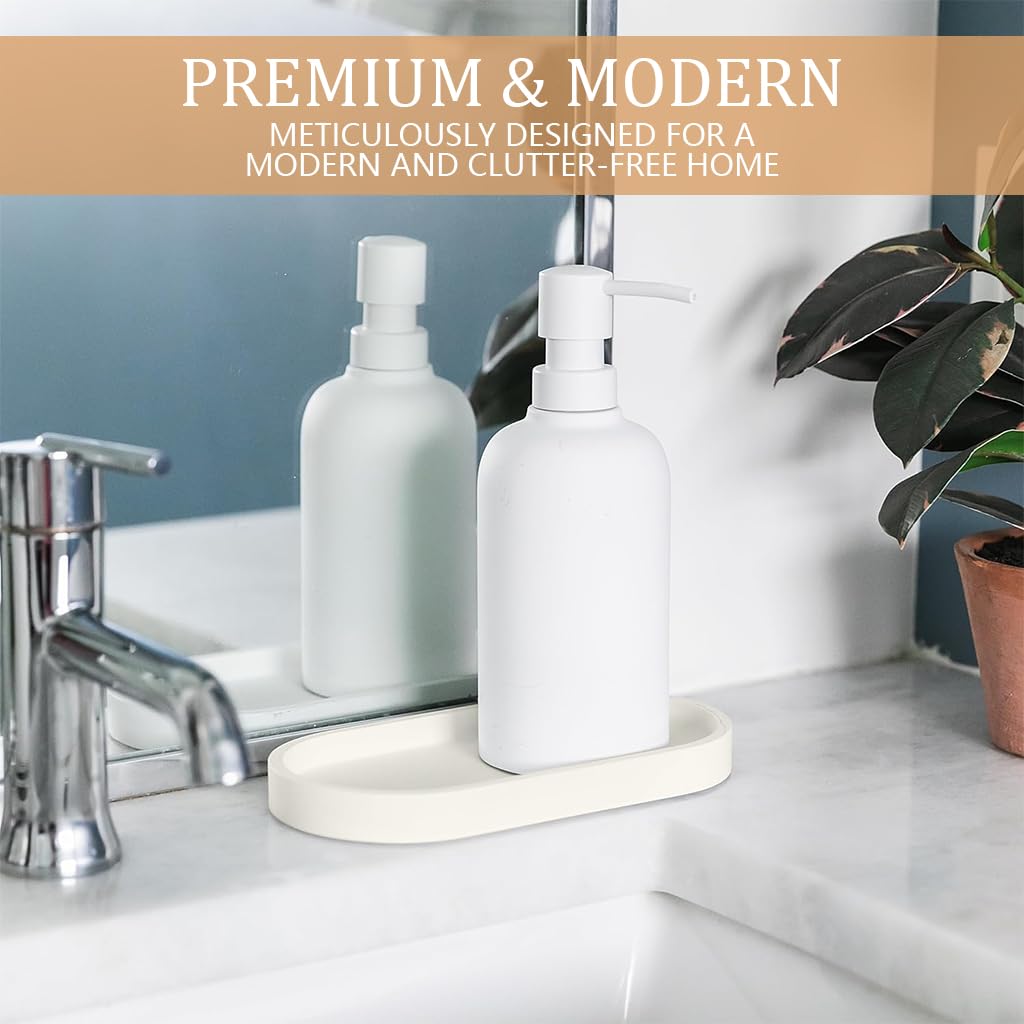 Supvox Ceramic Vanity Trays for Bathroom and Dresser with Oval Minimalist Design 17.6x9cm | White Organizer Set