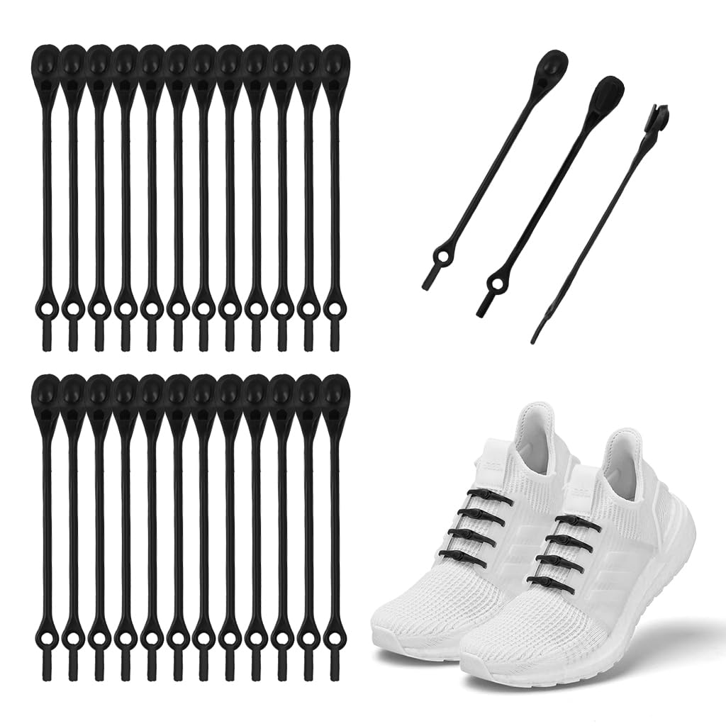 MAYCREATE No Tie Shoelaces 24Pcs for Running and Training with Snap Closures | Elastic Fit