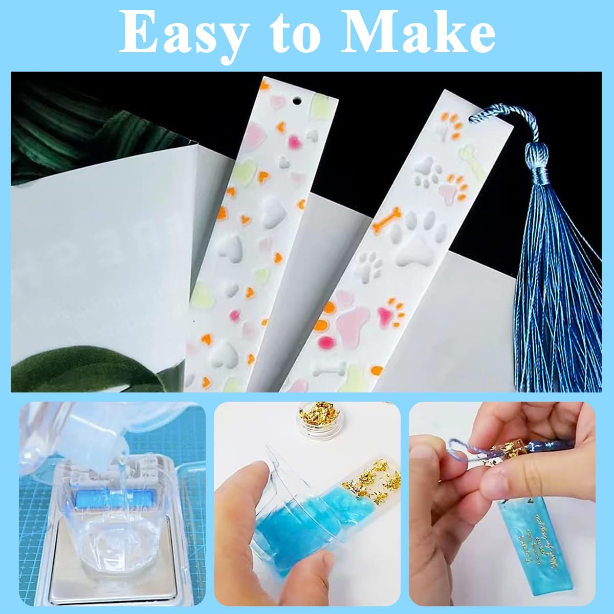 HASTHIP® 6Pcs Diamond Painting Bookmarks Kit, DIY Feather Bookmark Bling Crystal Pendant Bookmark for Home Office School, 5D Diamond Painting Beginner Arts Crafts Gifts for Adults and Kids (15X5.5cm)