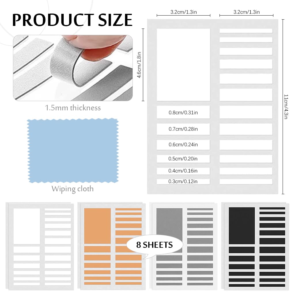 HANNEA® 8 Sheet EVA Ring Size Adjusters for Oversized Rings 4-Color EVA Foam Ring Inserts, Multi Size Customized Ring Size Adjusters Removable Adhesive Ring Size Adjusters, 152Pcs