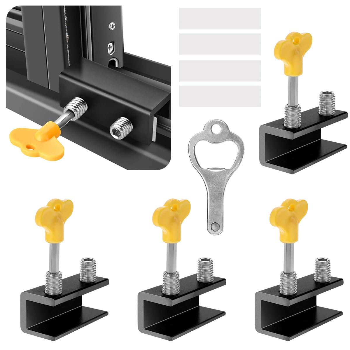 SNOWIE SOFT Sliding Window Locks for Home and Office featuring Keyed Security 4pcs Black