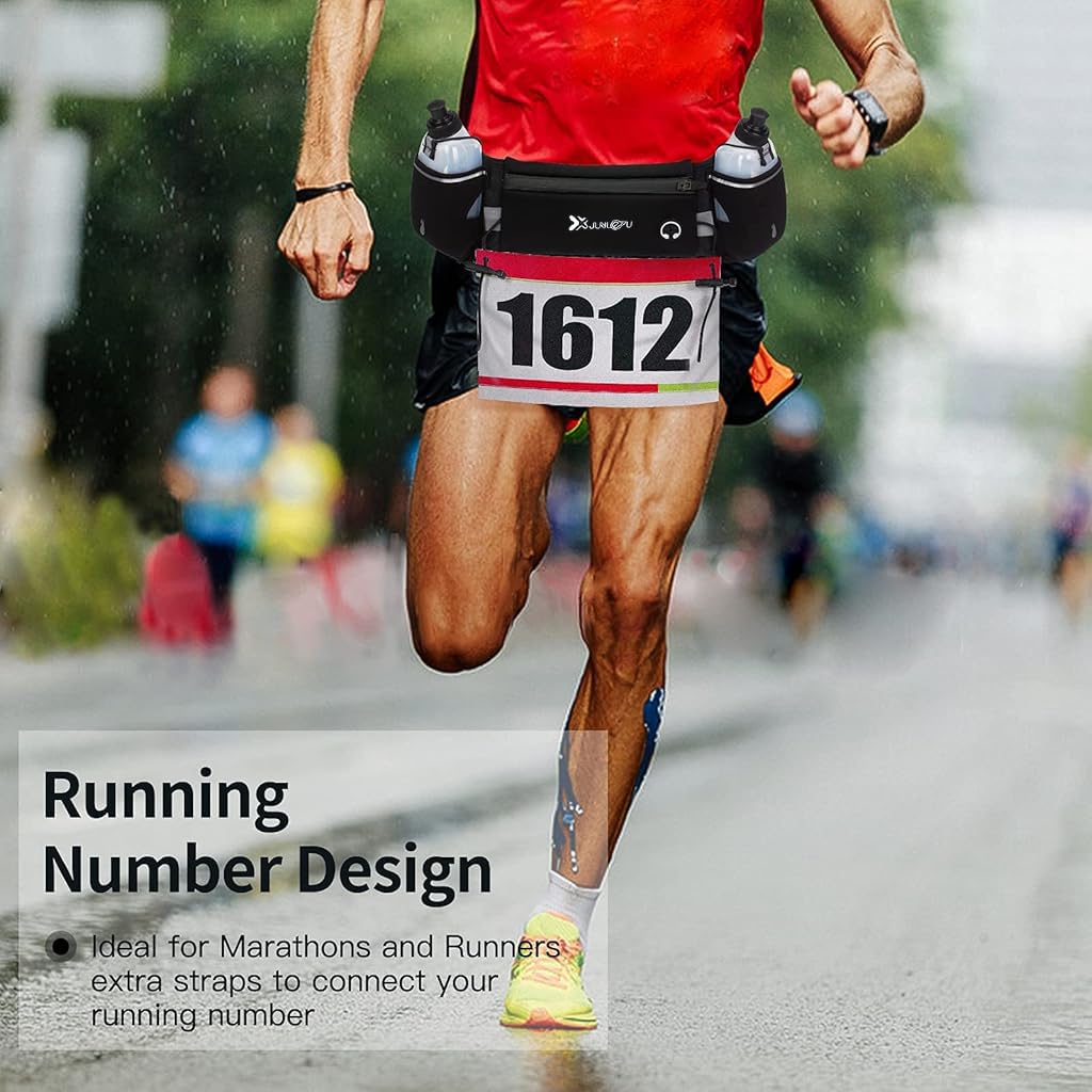 Proberos Running Belt for Running and Cycling with Dual Water Bottles and 7 in Phone Fit | Adjustable Hydration Waist Pack