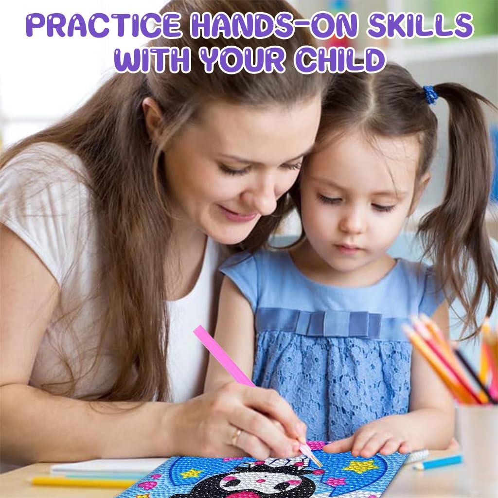 PATPAT DIY Diamond Painting Art Kit for Kids 6.7 in Kuromi Design with Wooden Frame | Fun Craft Gift