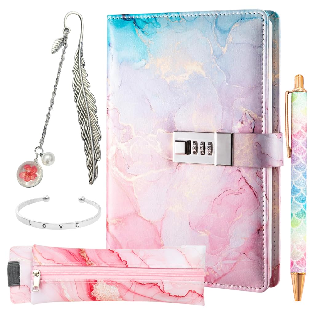 Climberty Diary With Lock for Girls featuring 3 Digit Password | Soft PU Leather A5 192 Pages