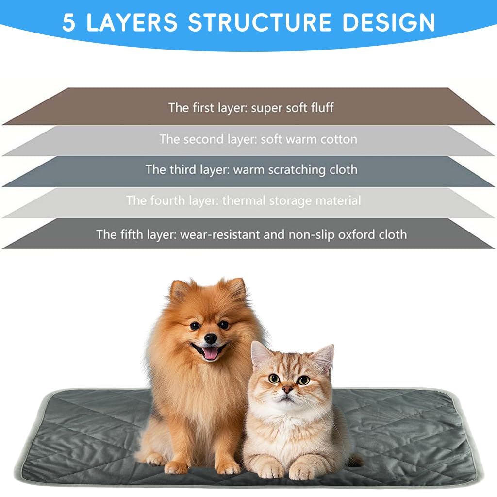 Qpets Thermal Pet Heating Pad for Beds and Crates with Anti Slip Bottom and Soft Fleece 72x115cm