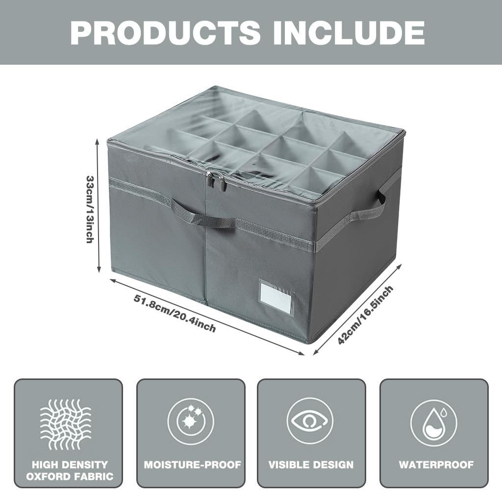 HASTHIP Shoe Organizer Box for Multi Shoes with 16 Grid Divider Panels and 45L Oxford Cloth