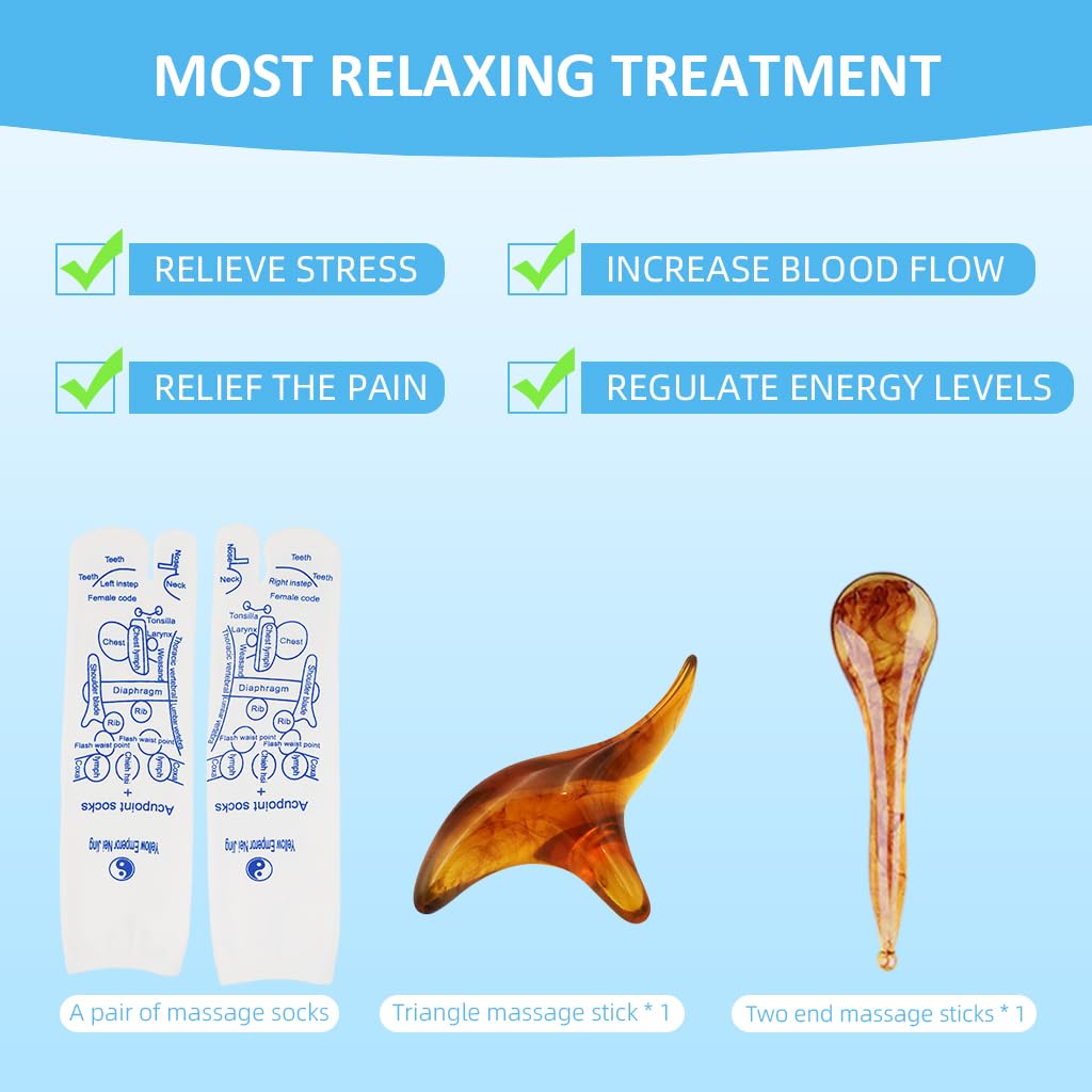 HANNEA Reflexology Socks for Foot Massage with Amber Acupuncture Stick | Cotton Spandex Therapy