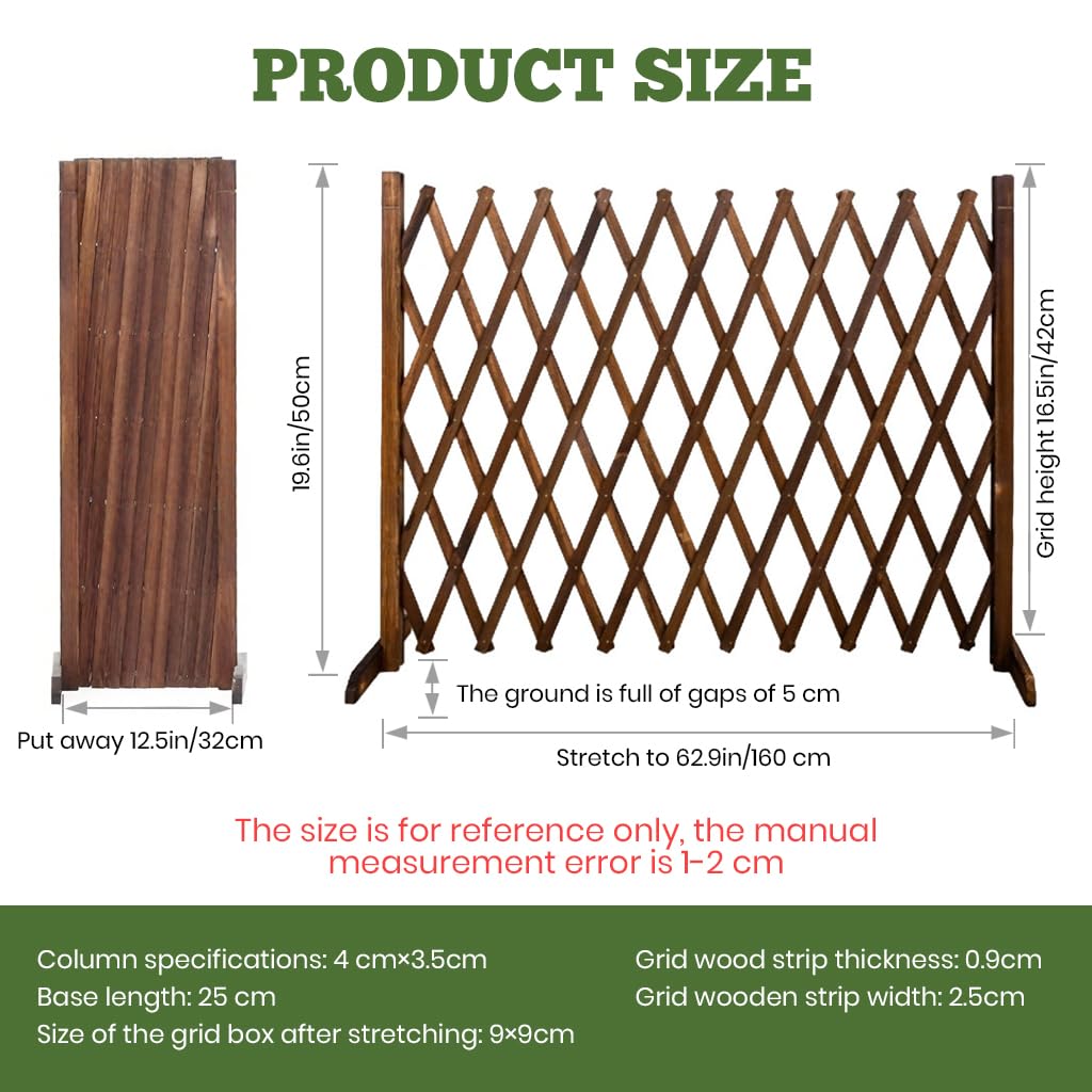 HASTHIP Planter Hanging Rack for Garden or Balcony with Expandable Wooden Fence 160cm x 50cm