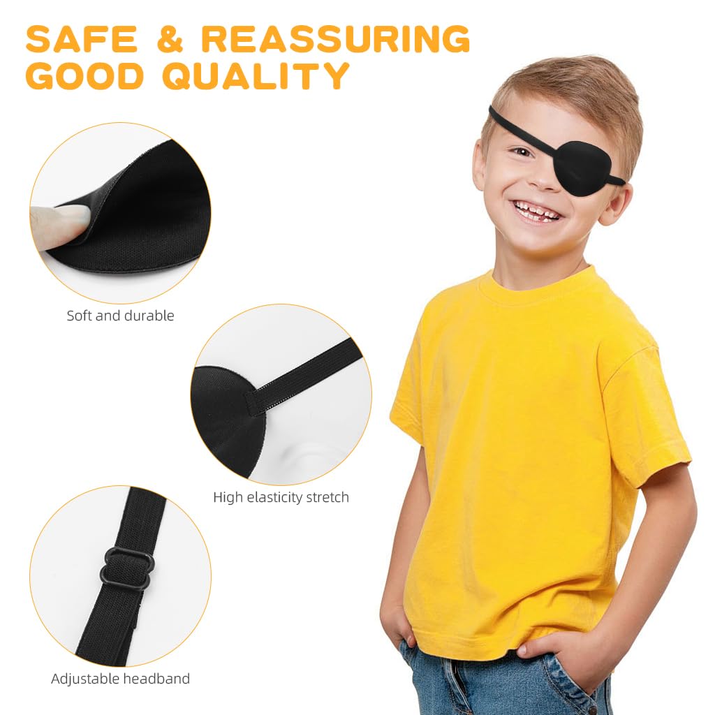 ZIBUYU Eye Patches for Lazy Eye with Adjustable Strap and 3D Soft Fabric | 2Pcs Black and Leopard Print