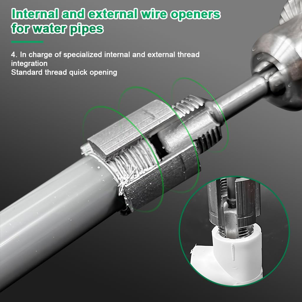 Serplex Pipe Threading Die Heads for Electric Drill Use with Hex Shanks and 1/2 & 3/4 NPT | Aluminum Alloy Threader Set