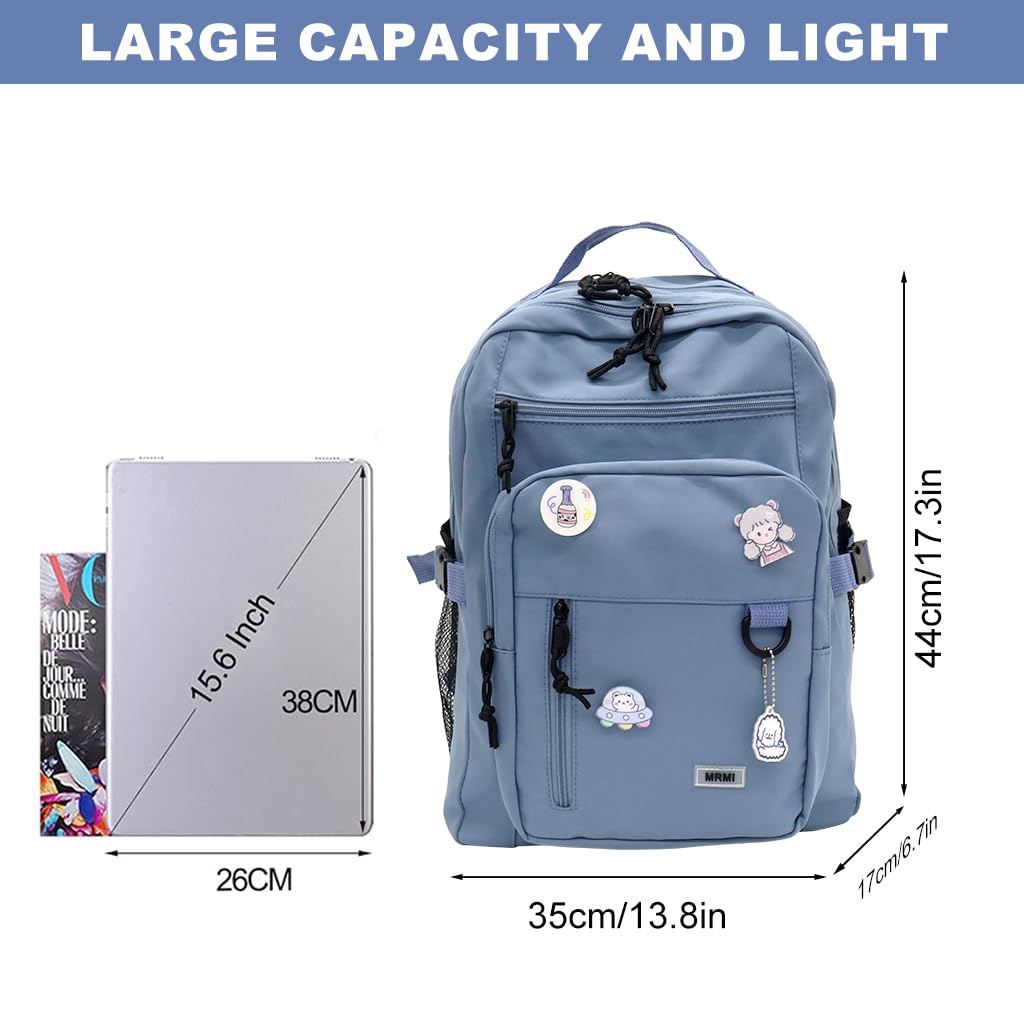 ZIBUYU School Backpack for Girls with 31x19x43cm Capacity and Secure Chest Strap | Blue Casual Organizer for Students