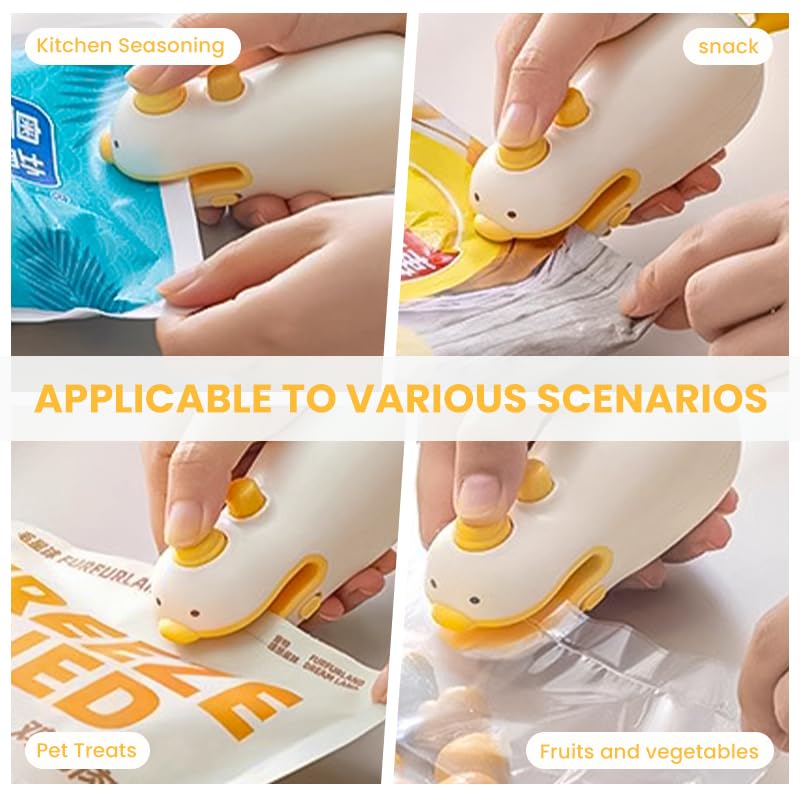 Supvox Sealing Machine for Food Packets with Cute Duck Design and Rechargeable Mini Sealer