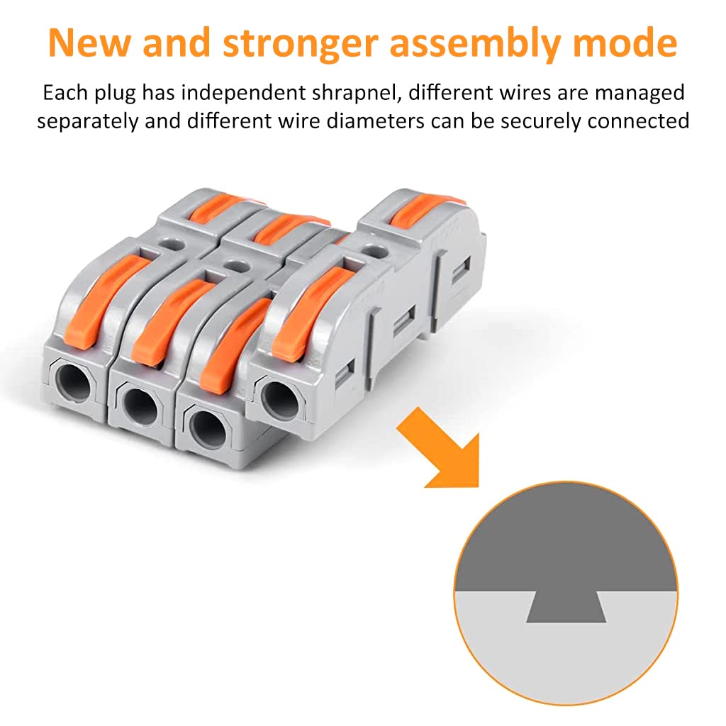 Serplex® Wire Connector,102Pcs Universal Connection Terminals, Circuit Inline Splices Electric Connectors, SPL-1 Clamp with Actuation Lever, 4 mm² Conductor Clamp, Quick & Freely Assemble