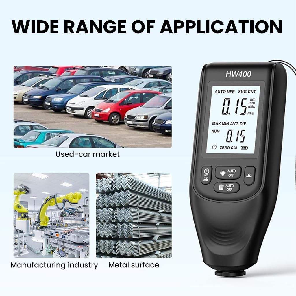 STHIRA Digital Car Paint Thickness Gauge for Fe and NFe Coatings with LCD Display | 0–2000 µm Range