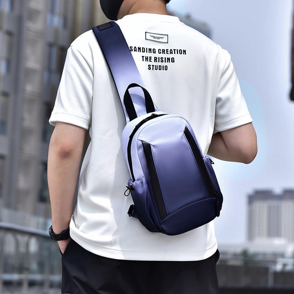 GUSTAVE Chest Bag for Men featuring Dual Layer Design and Waterproof Nylon | Gradient Blue Black