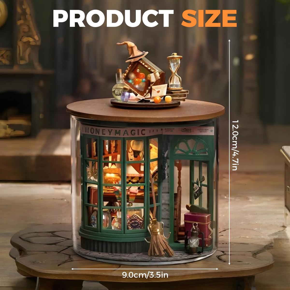 PATPAT DIY Mini Hogsmeade Sweet Shop Craft Kit with Light and Dustproof Cover | Magical Desk Decor Gift