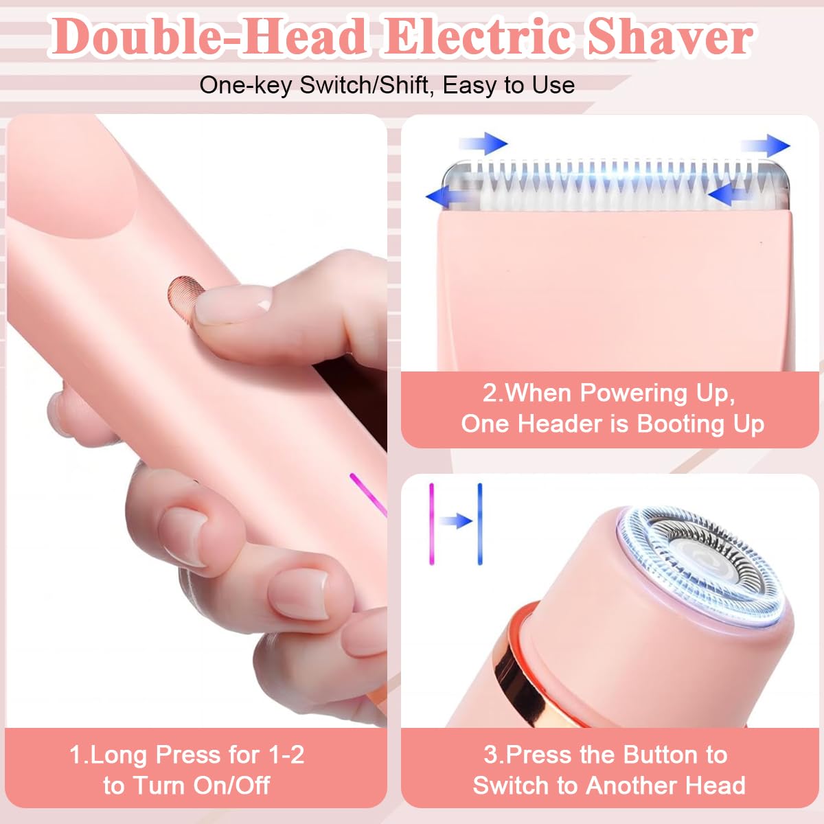 MAYCREATE Face and Body Trimmer for Women with 2 in 1 Dual Head USB Rechargeable Design | IPX7 Waterproof and Travel Friendly Grooming Razor
