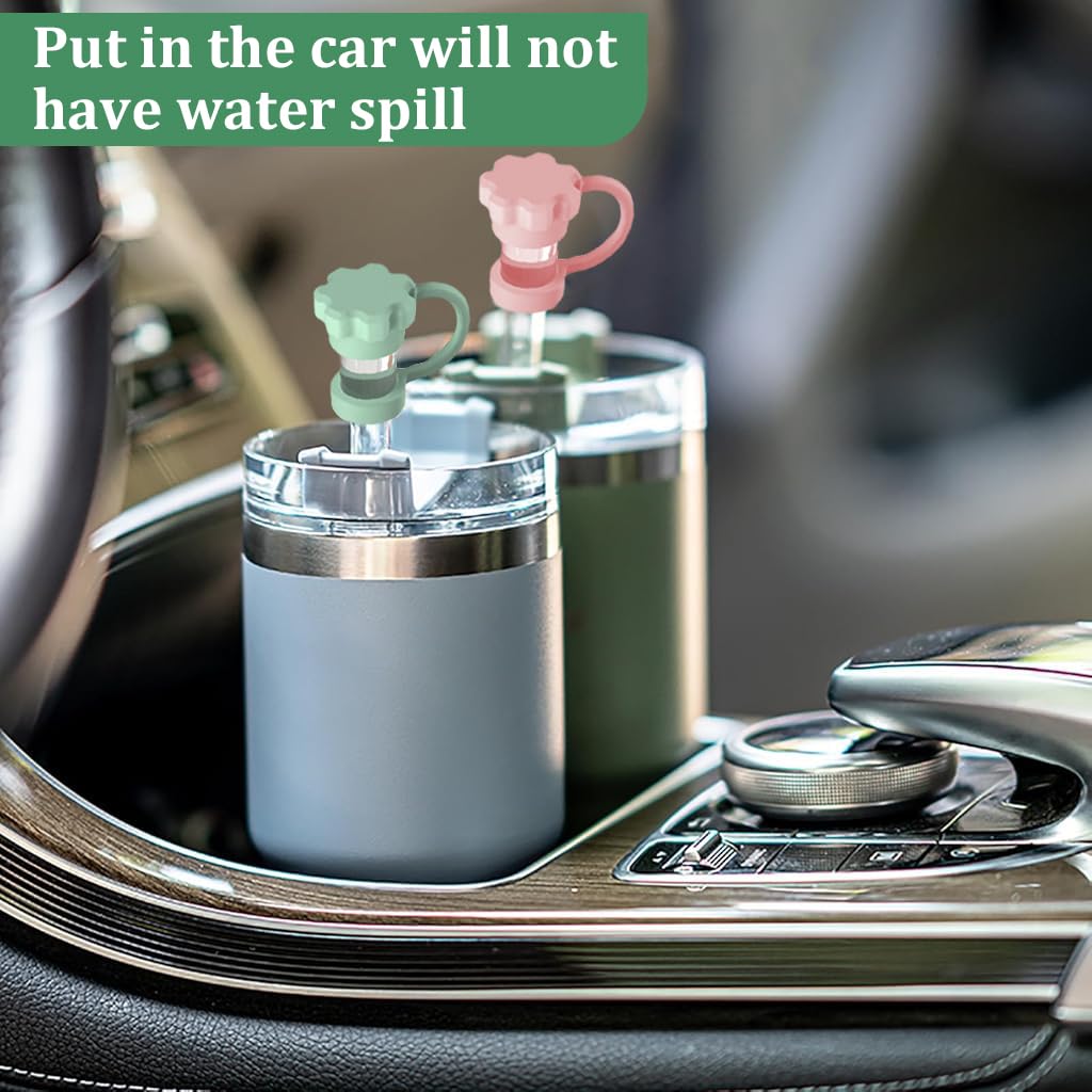 HASTHIP Straw Caps for Stanley Cup with Leak Stoppers and Spill-Proof Design 12PCS Silicone Set