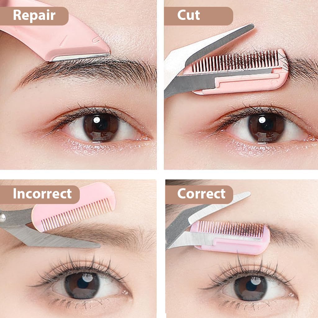 MAYCREATE Eyebrow Trimmer Kit Set including 12PCS Grooming Tools for Women and Men | Razor and Tweezer Duo