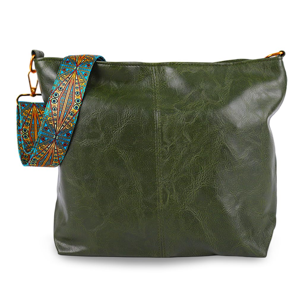 ZIBUYU Crossbody Bag for Women with Adjustable Strap and Multipocket Design | Soft PU Leather Green Purse for Everyday Use