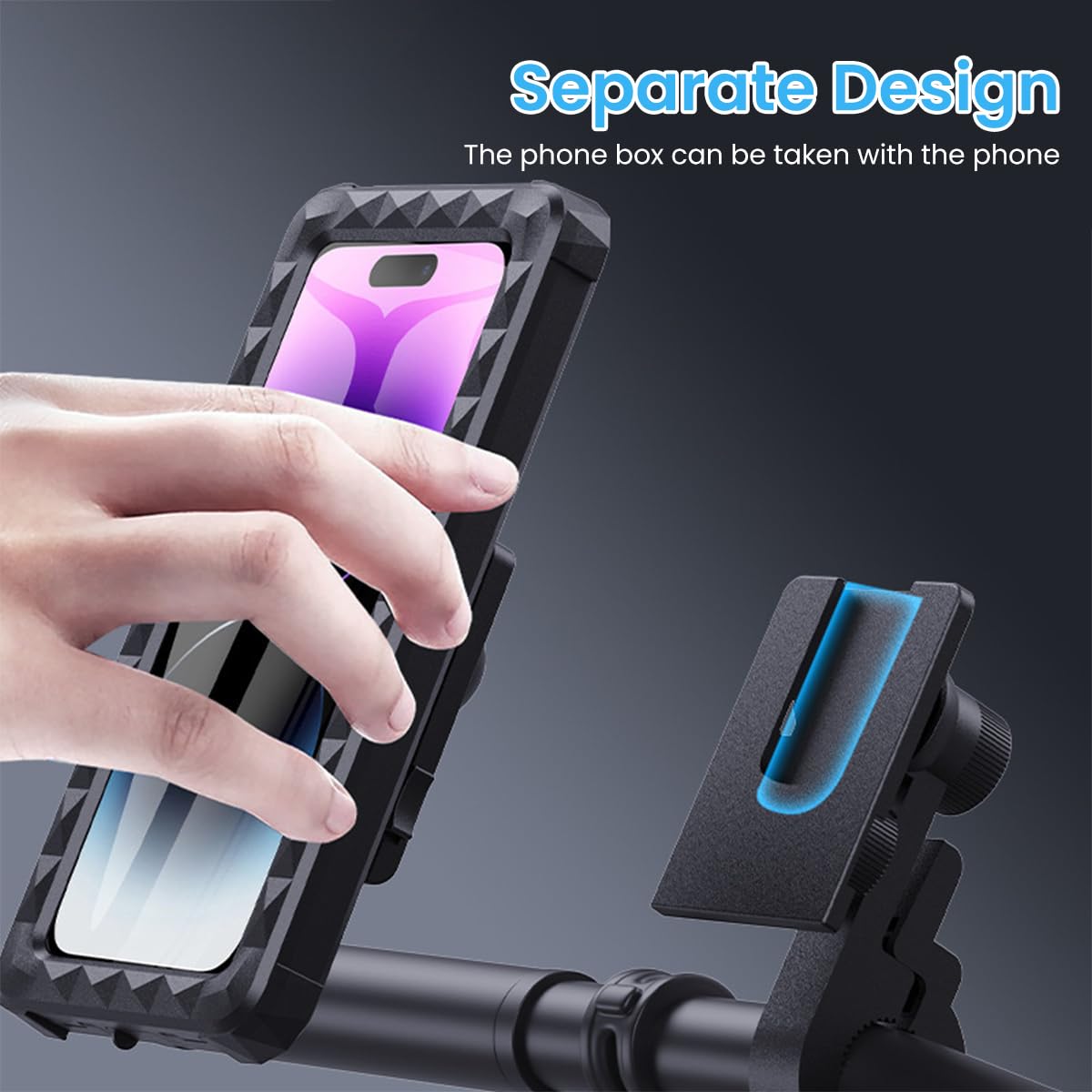 STHIRA Bike Phone Mount for 5.5–6.9 in Phones with HD Touchscreen and Detachable Enclosure | Waterproof Handlebar Holder for Bike Motorcycle Scooter