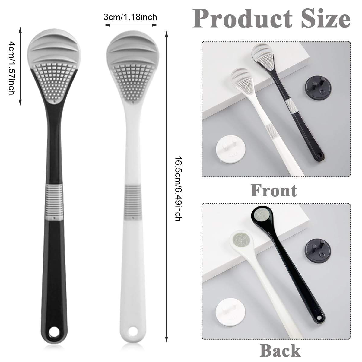 HANNEA Tongue Cleaner for Adults 2 Pcs with Fan Shaped Dual Side Design | Soft Silicone for Kids and Men