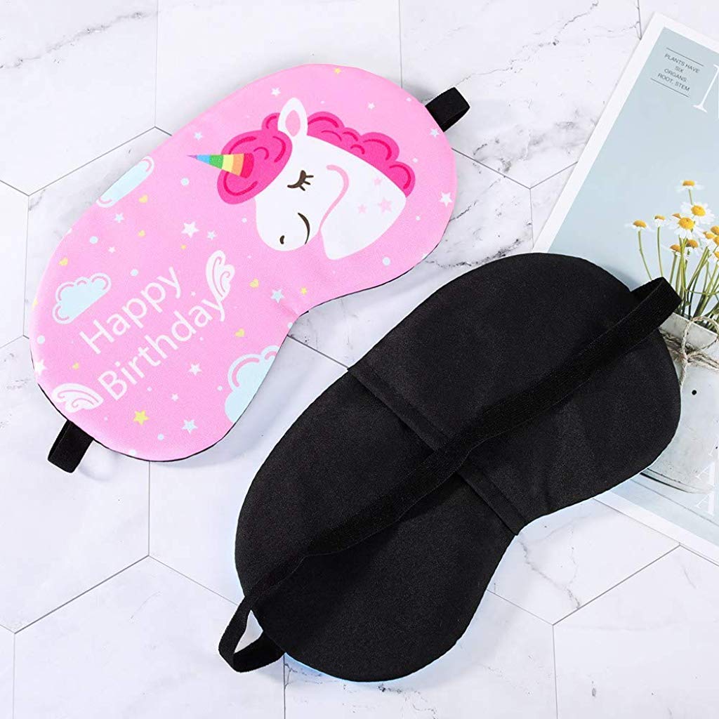 GUSTAVE Sleeping Eye Mask for Travel and Home with Soft Elastic Straps and Plush Material | 5 Piece Unicorn Design for Women and Girls