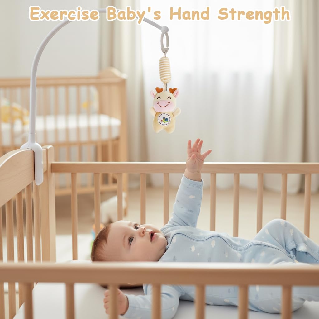 SNOWIE SOFT Baby Toys for 6 to 12 Months featuring Plush Deer Rattle with Open Ring Clasp