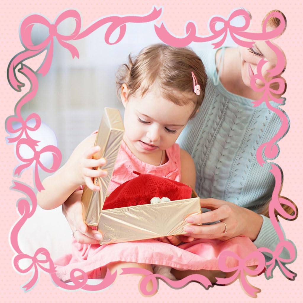 SNOWIE SOFT Cotton Knitting Flower Winter Cap for 6–30 Months Baby Girls in Red | Cozy Beret Gift