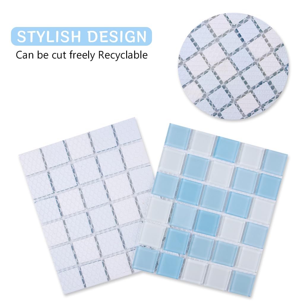 Qpets Cat Cooling Mat for Small Pets featuring Cooling Ceramics 30x30 cm Blue Mosaic Design