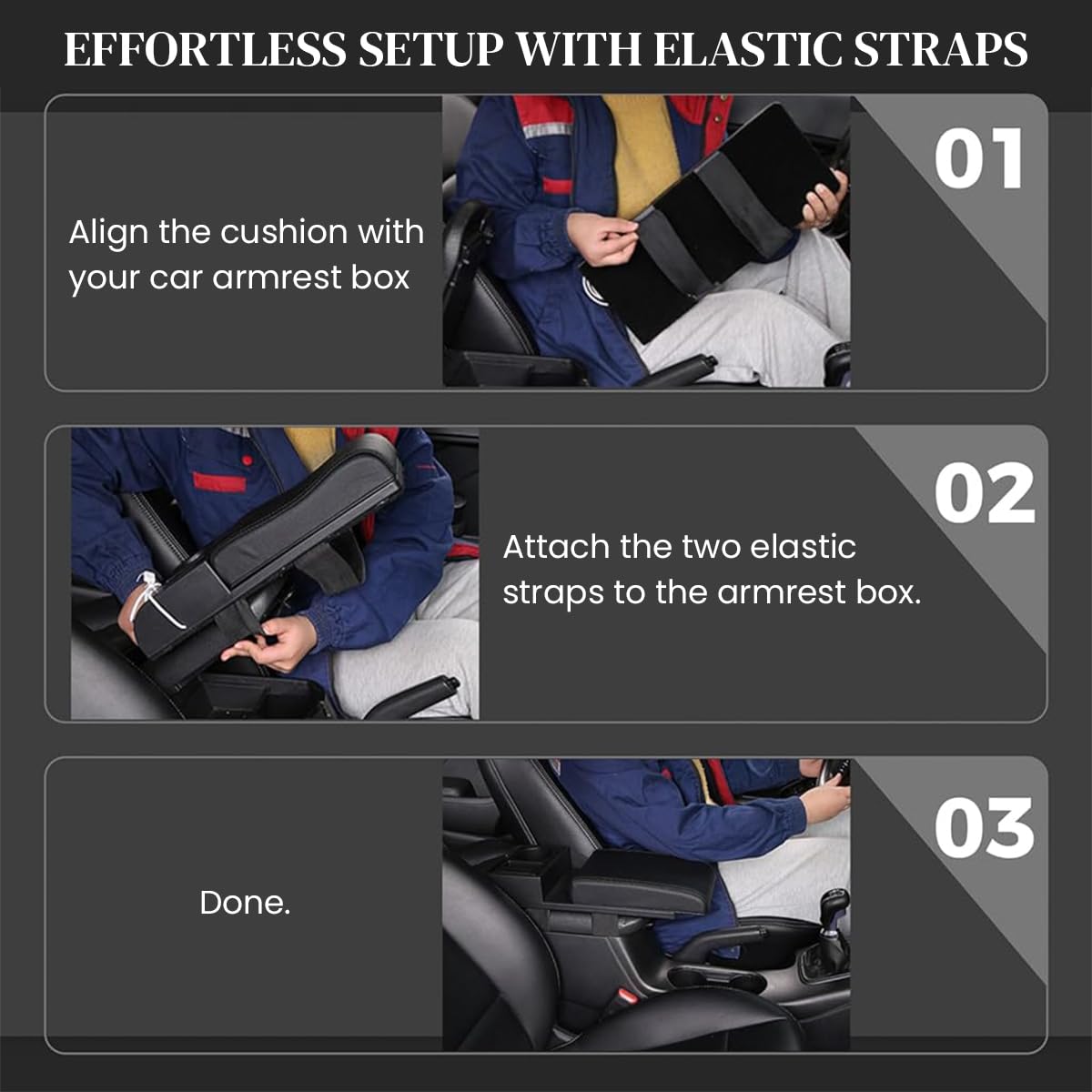 STHIRA Car Armrest for Center Console with 6cm Pad featuring Sliding Design & Dual Storage | Cup and Phone Holder