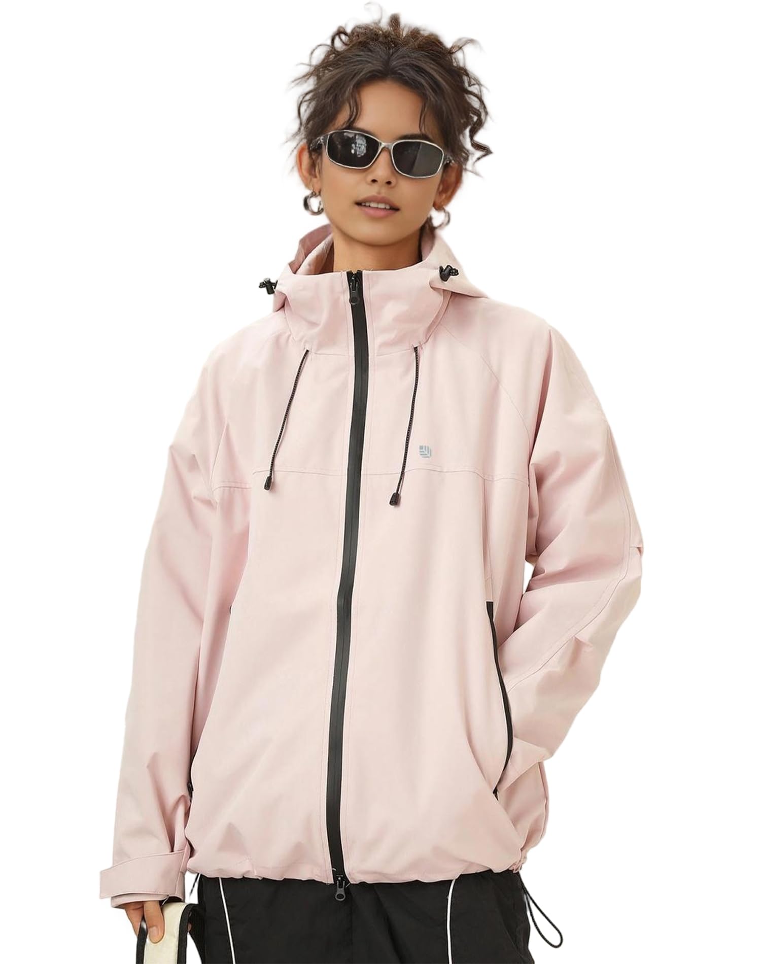 Venzina Women's Waterproof Jacket for Travel and Commuting with 75D Fabric | Windproof Hooded Trench Coat Pink