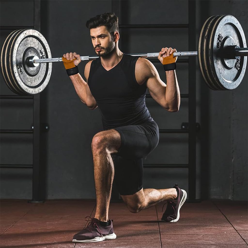 Optifit Weight Lifting Grip Wrist Straps for Deadlift and Pull Up with Anti Slip Leather Pads | Adjustable Wrist Support